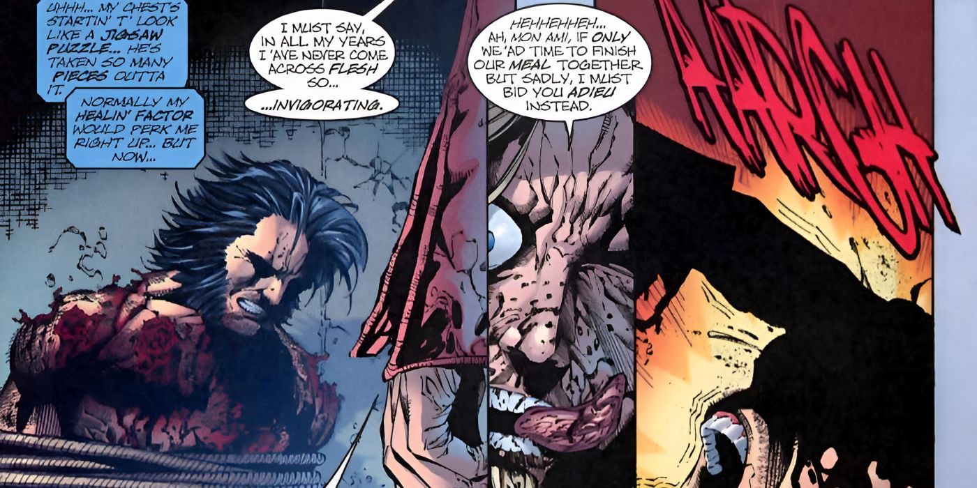 Wolverine Gets Cannibalized by an ancient sorcerer.