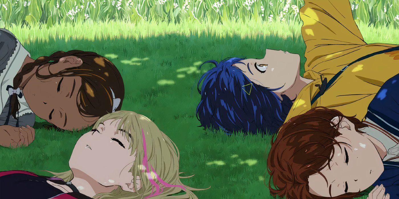 Wonder Egg Priority&rsquo;s main characters laying on the ground.