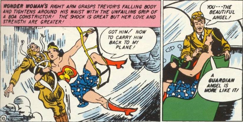 Wonder Woman saves Steve Trevor's life in Sensation Comics 1