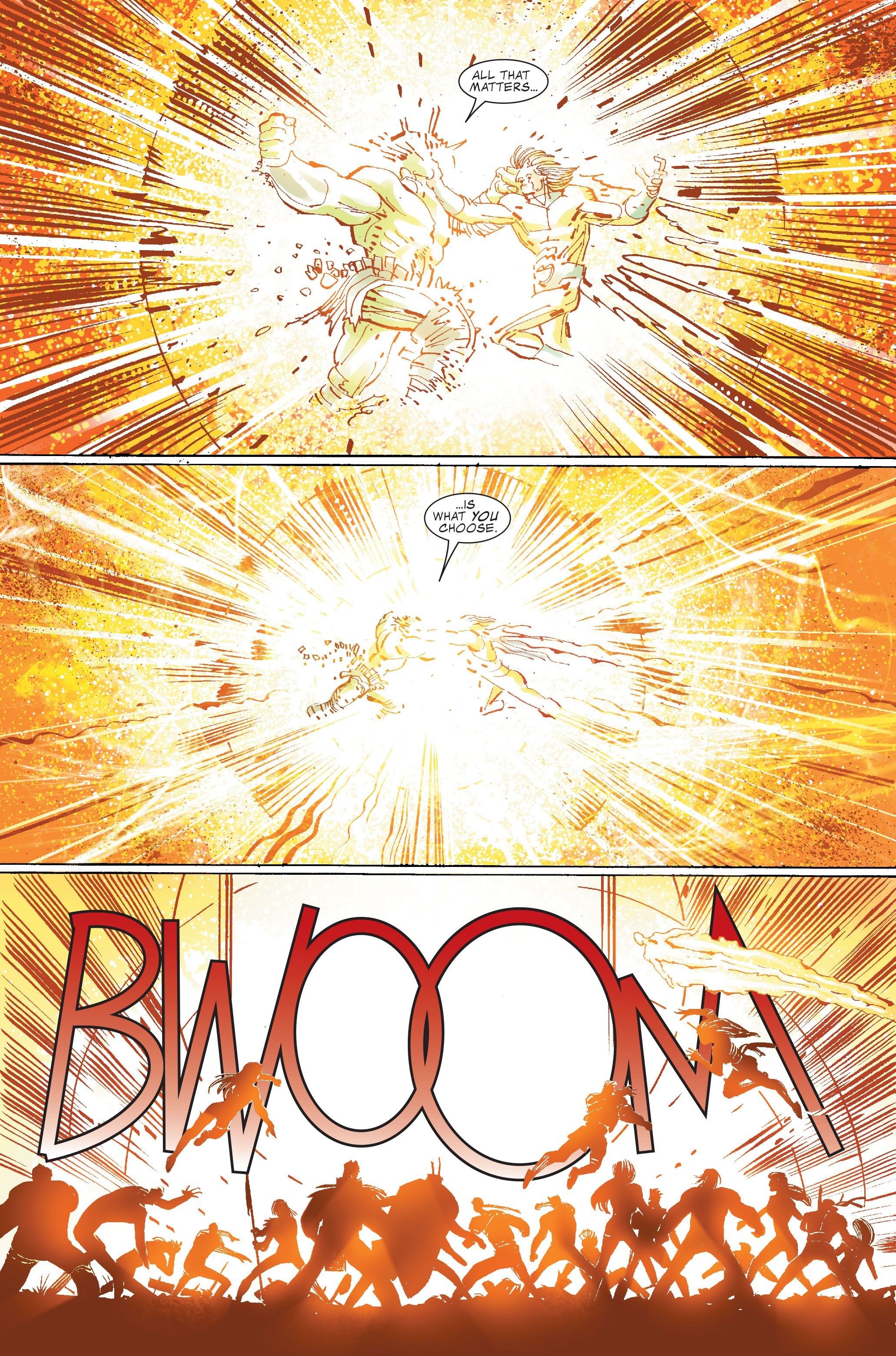 Hulk and Sentry battle, unleashing a massive explosion of gamma and solar energy.