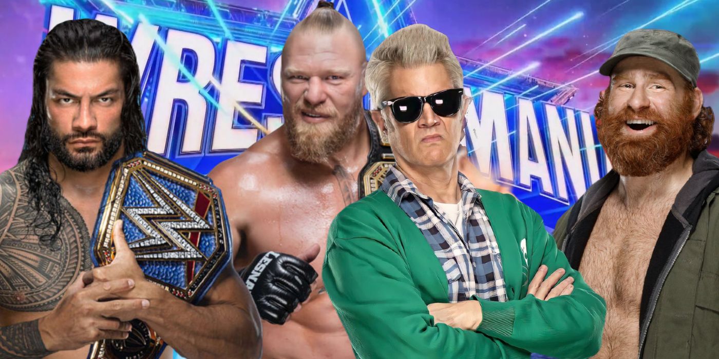 WrestleMania 38 Brock Lesnar Roman Reigns Sami zayn Johnny Knoxville