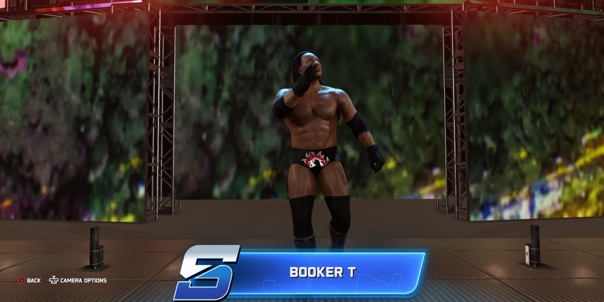 WWE 2K25 Booker T walking down ramp as his name displays on screen.