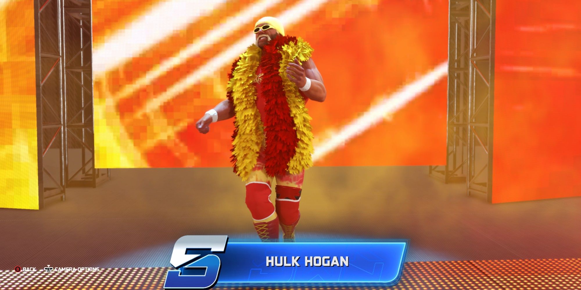 WWE 2K25 Hulk Hogan walking down ramp as his name displays on screen.