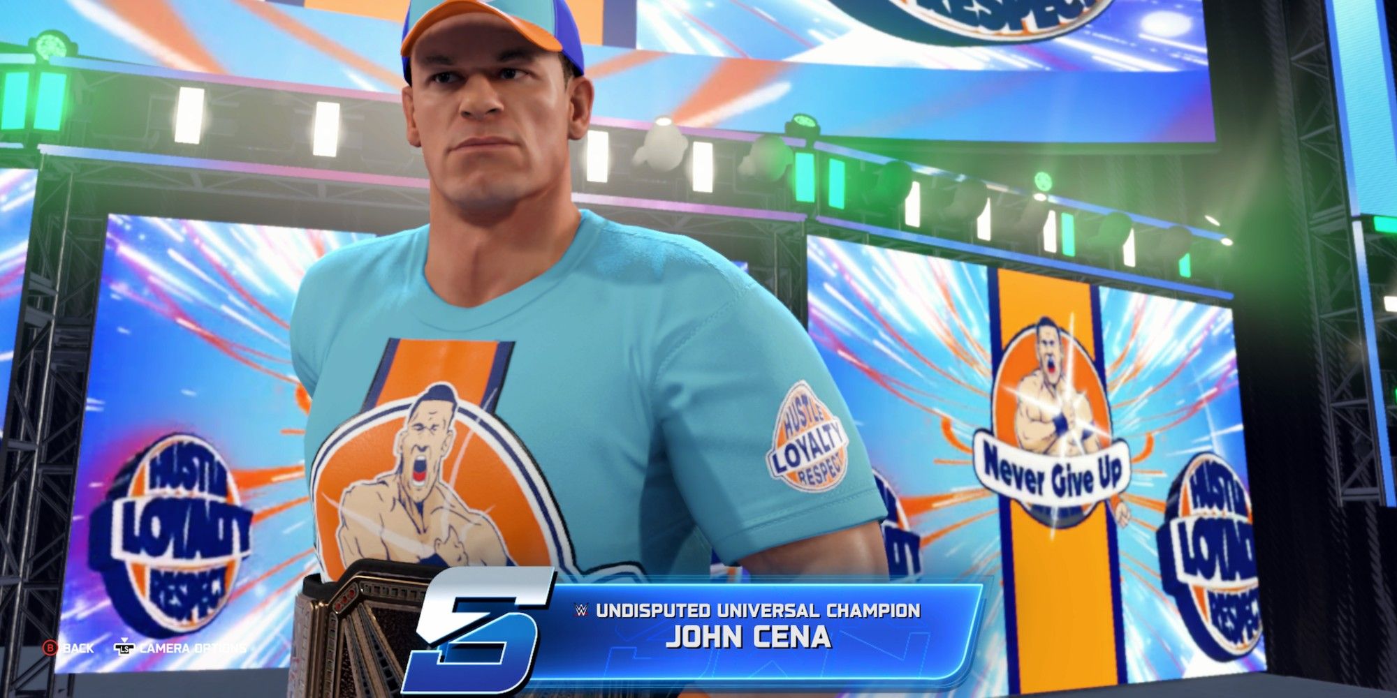 WWE 2K25 John Cena walking down ramp as his name displays on screen