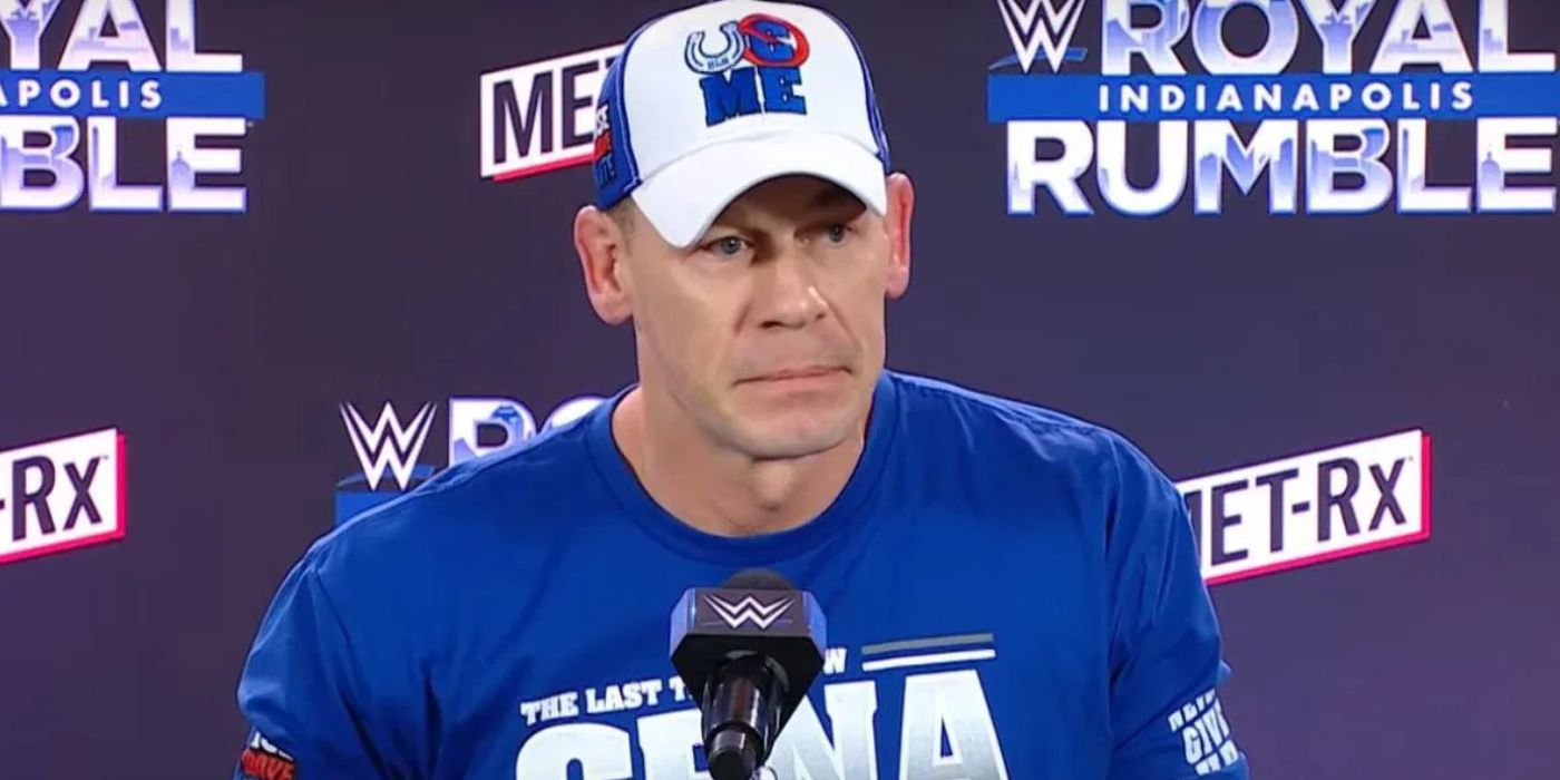 Estrela da WWE John Cena na conferência de imprensa pós-royal