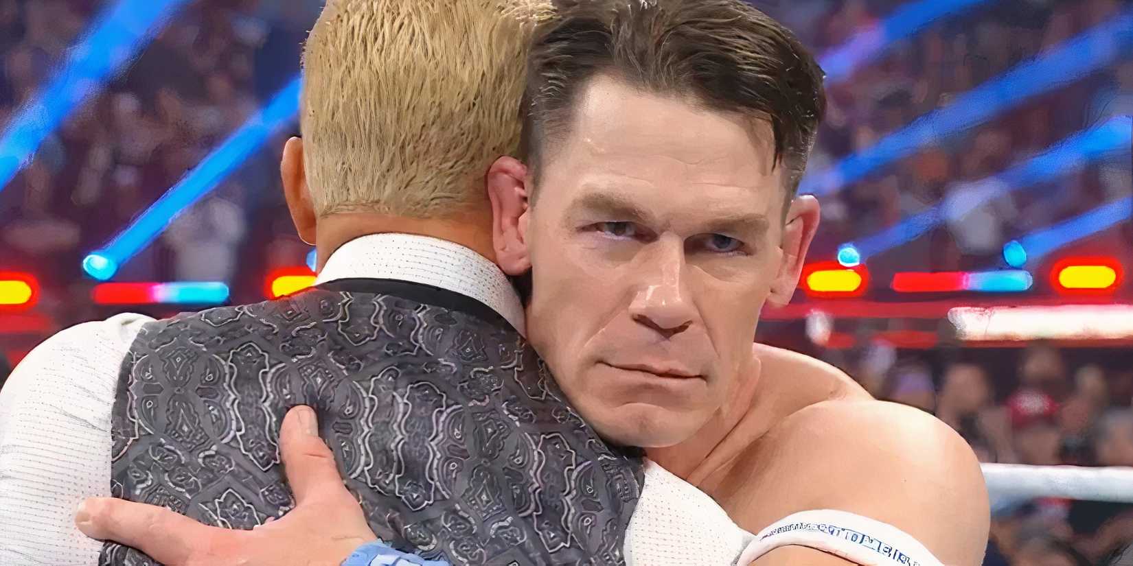 WWE's John Cena with Cody Rhodes at Elimination Chamber