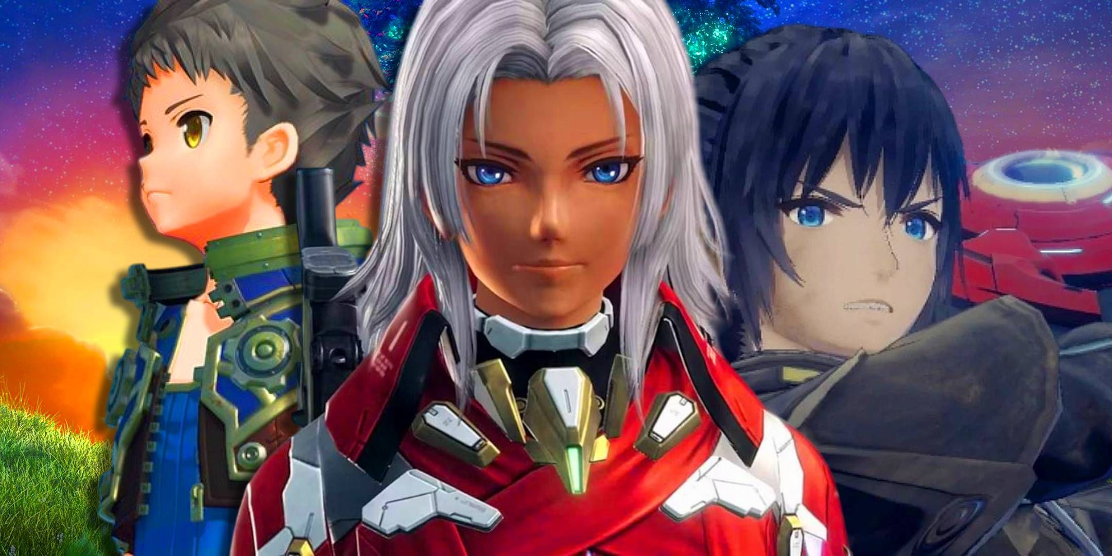Elma from Xenoblade Chronicles X with Rex from XBC 2 and Noah from XBC 3.