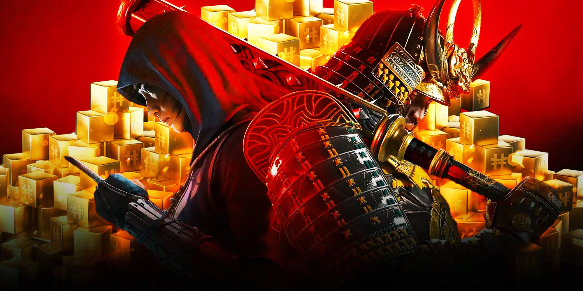 Yasuke e Naoe com ouro nas sombras de Assassin's Creed