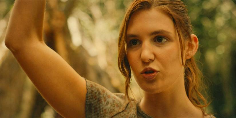 Teen Shauna (Sophie Nélisse) raising her hand in Yellowjackets Season 3 Ep 4
