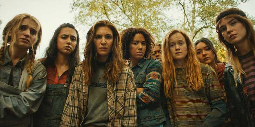 The girls staring threateningly at someone in Yellowjackets Season 3 Episode 8