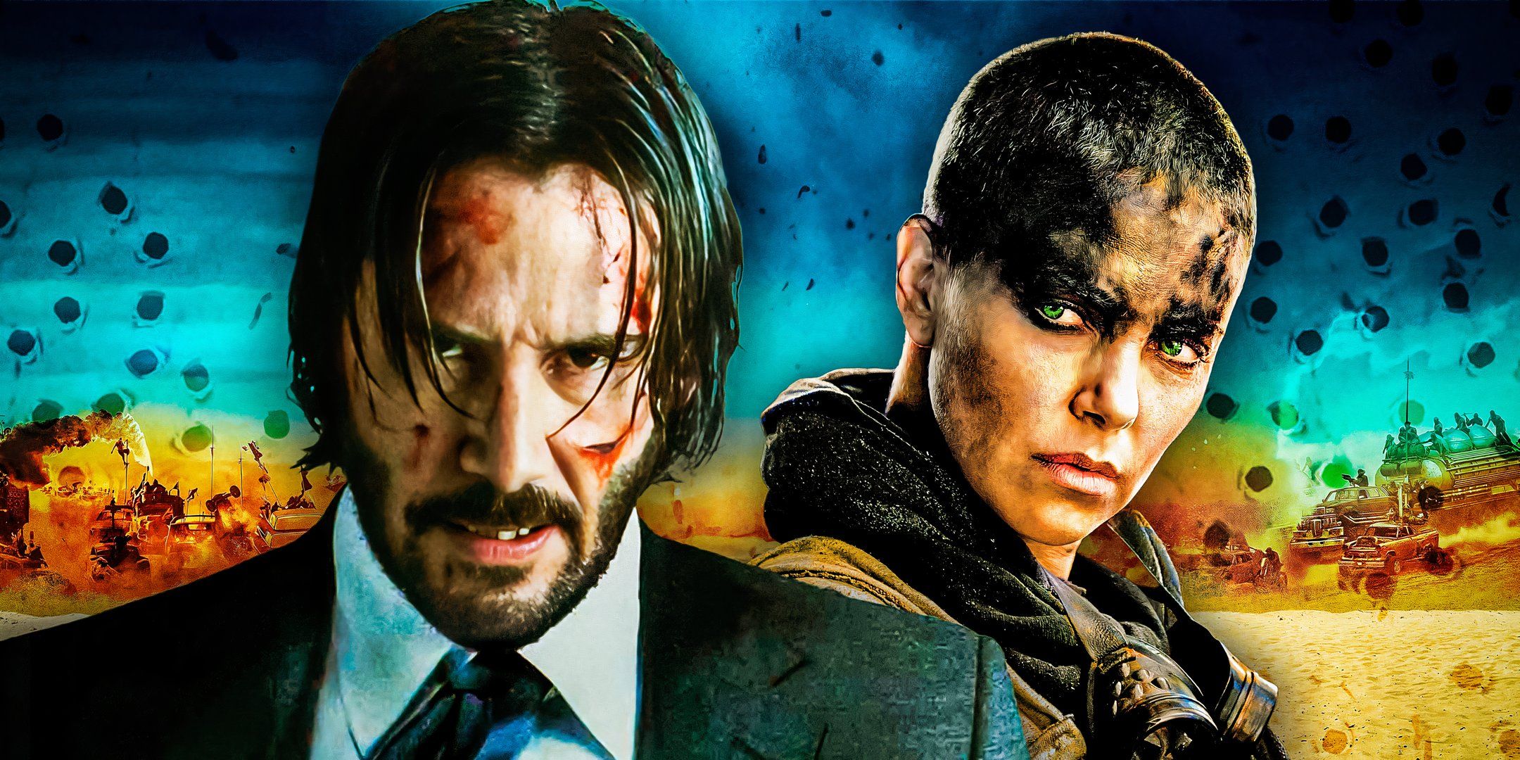 Imagery from John Wick: Chapter 2 and Mad Max: Fury Road