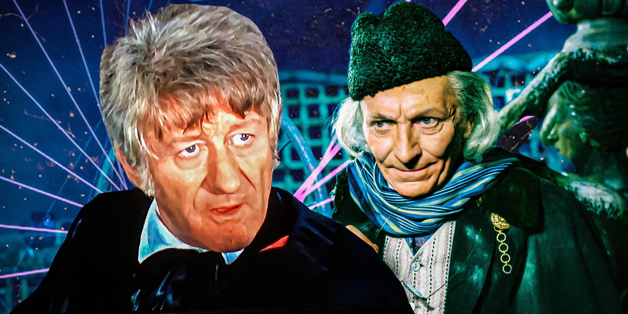 The First Doctor next to the Third Doctor from Doctor Who