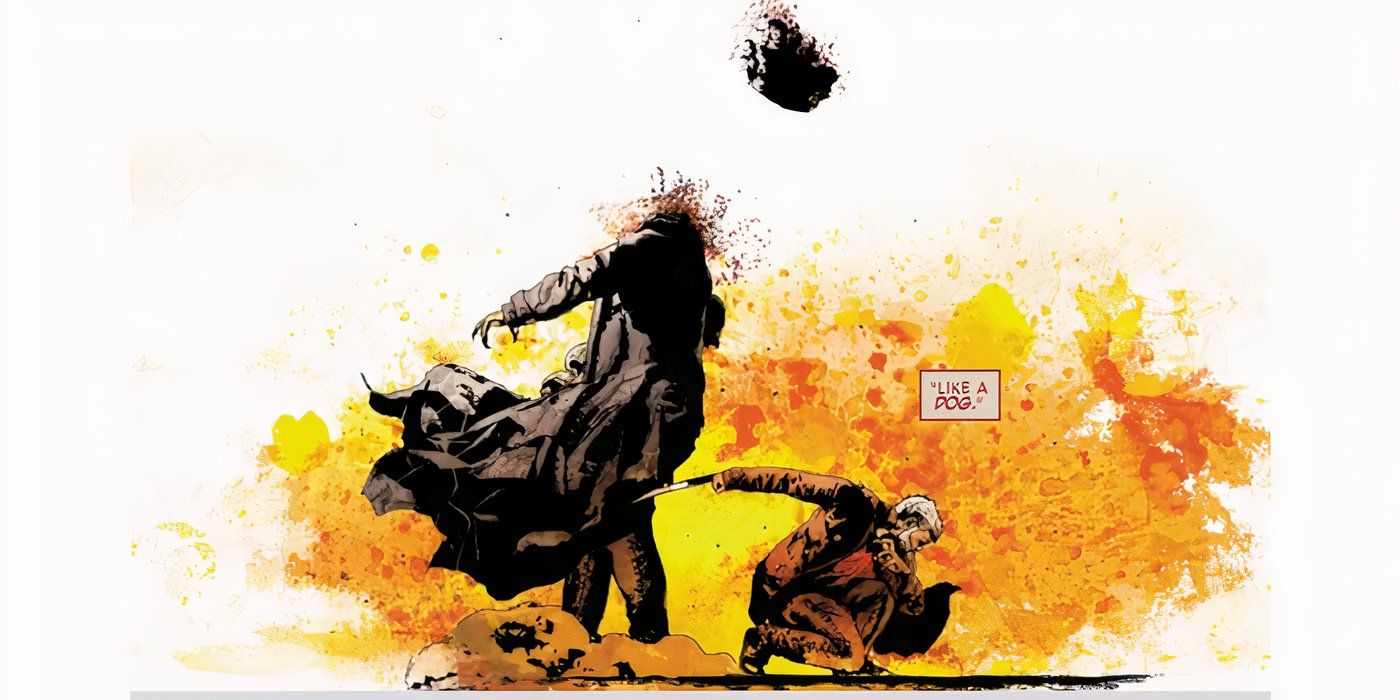 Wolverine cutting off Sabretooth&rsquo;s head.