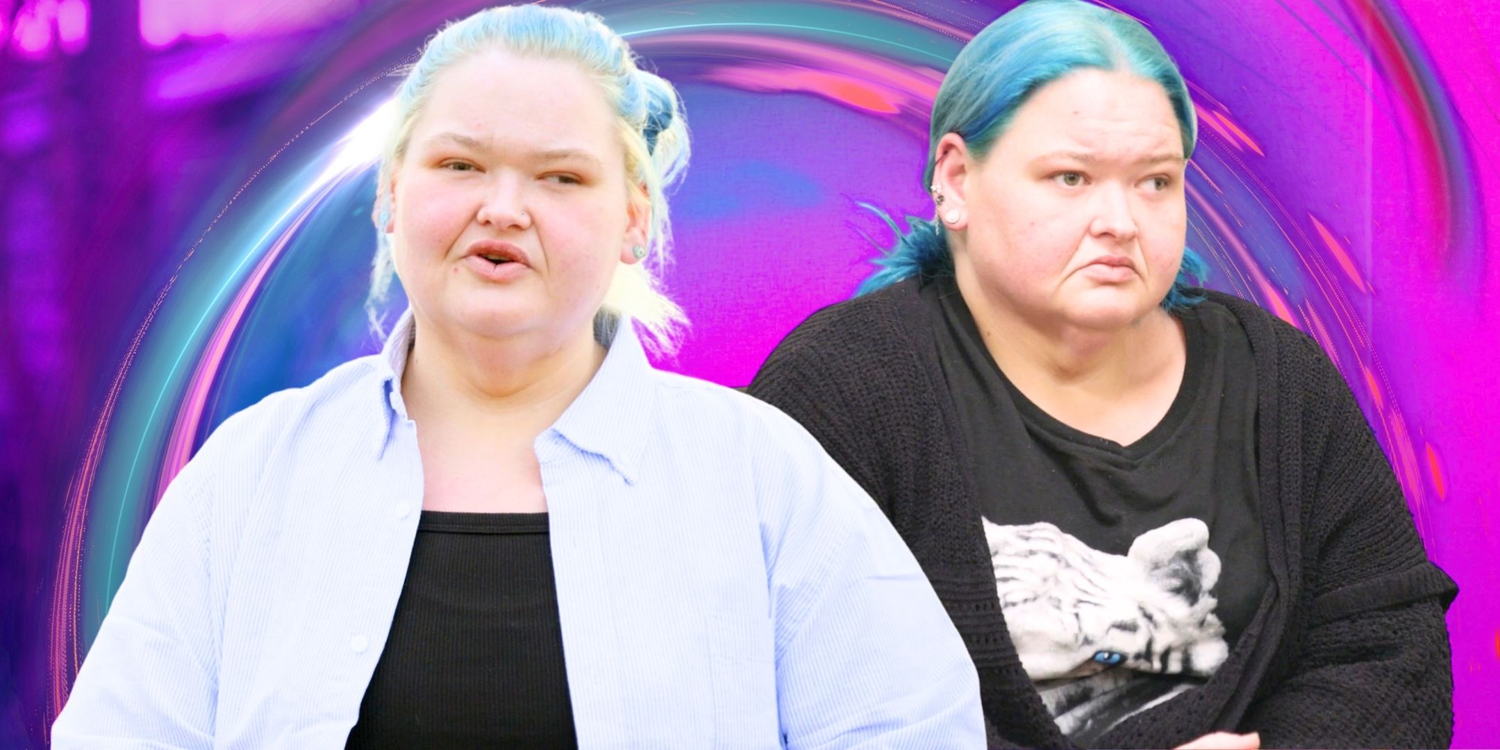 1000-Lb Sisters star Amy Slaton in a collage looking serious and concerned.