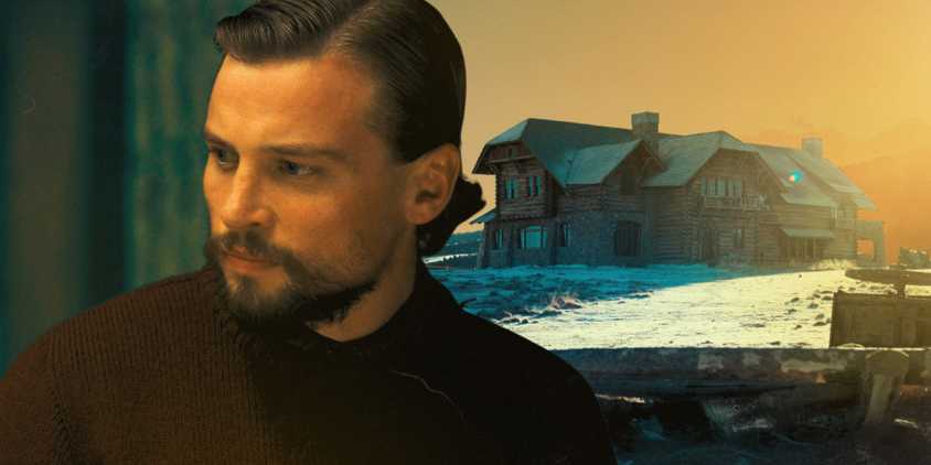 Jack Dutton in 1923 season 2 and the Yellowstone ranch behind him