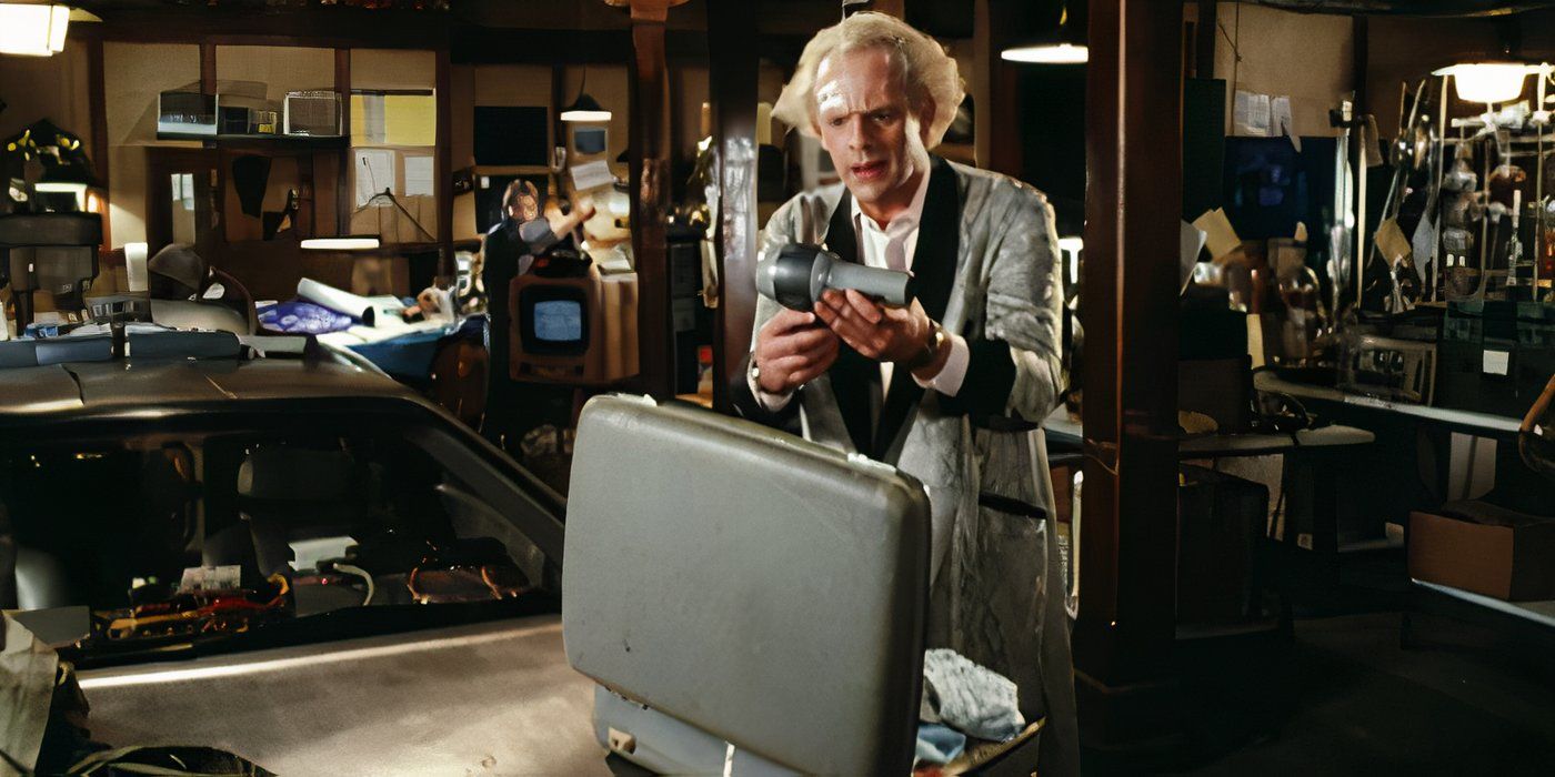 1955 Doc Brown finds hair dryer in suitcase in Back to the Future deleted scene