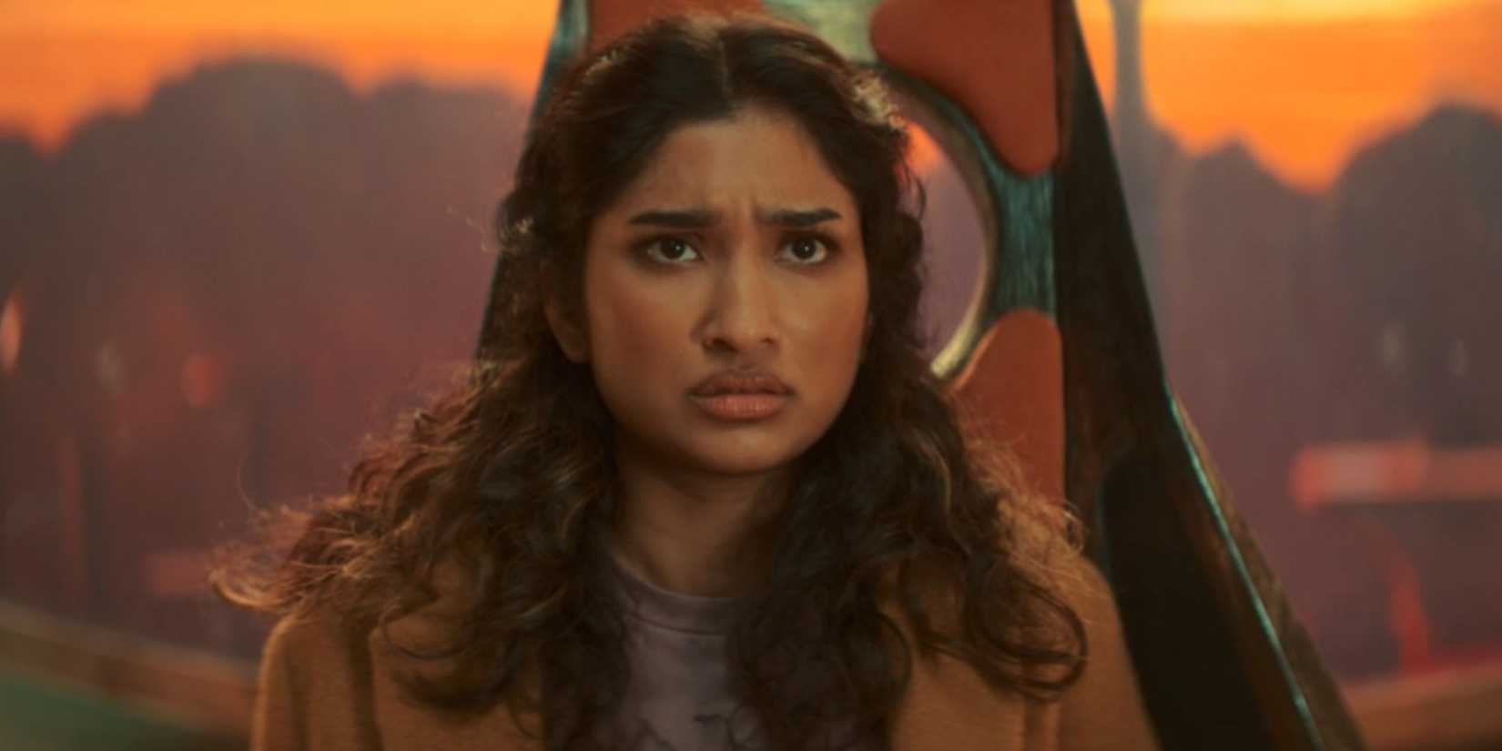 Varada Sethu looking concerned as Belinda Chandra in Doctor Who