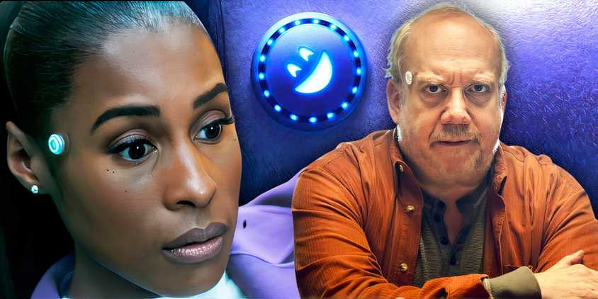 2 characters using Nubbin devices from Black Mirror season 7