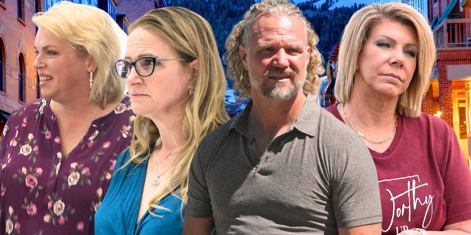 Sister Wives Kody Brown, Christine Brown, Meri Brown, Janelle Brown all looking tensed in casual outfits