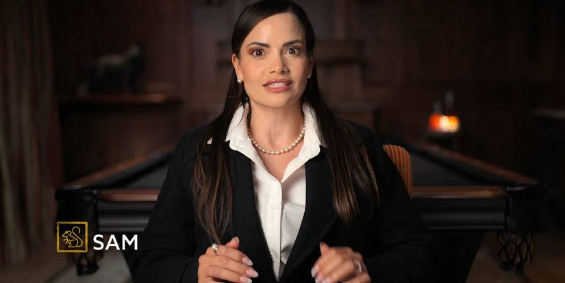 Sam Sepulveda in a confessional wearing a white top and black jacket on Million Dollar Secret