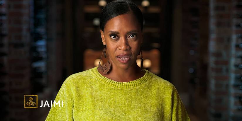 Million Dollar Secret's Jaimi Alexander sitting in a confessional in a neon green top