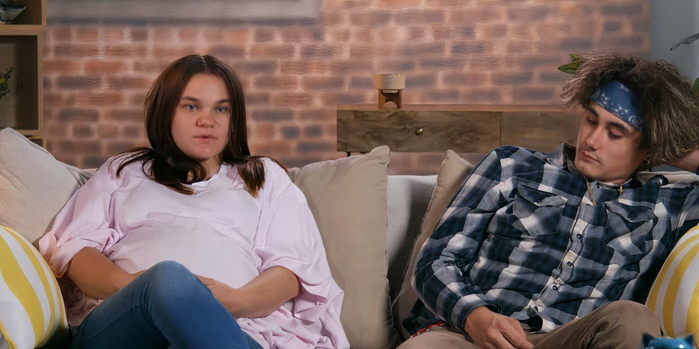 Unexpected&rsquo;s Kylen Smith &amp; Jason Korpi sitting beside each other on a couch during a confessional
