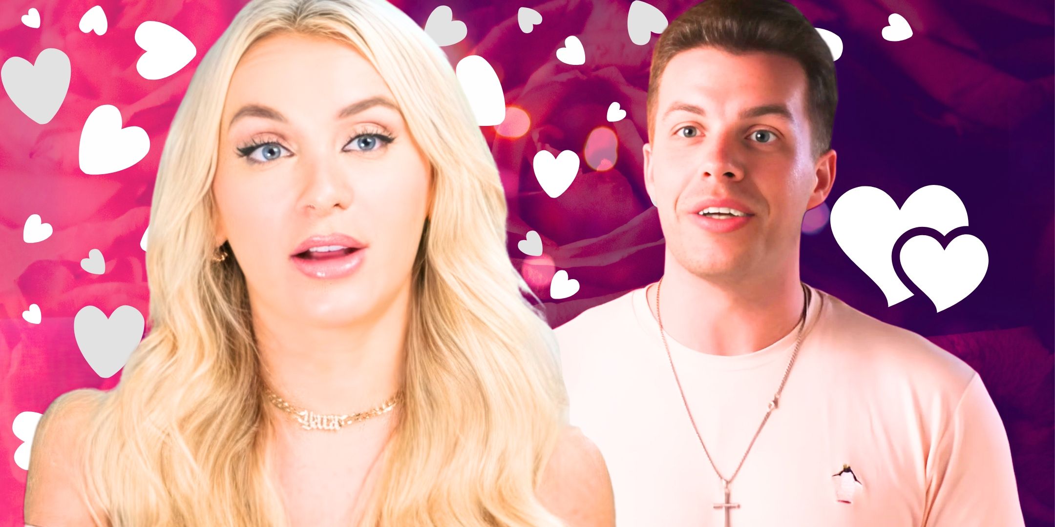 90 Day Fiancé’s Yara Zaya and Jovi Dufren with hearts behind them