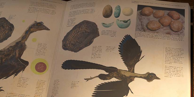 A book shows a picture of an Archaeopteryx in Jurassic World Chaos Theory season 3