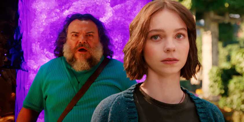 Jack Black and Emma Myers imagery from A Minecraft Movie. 