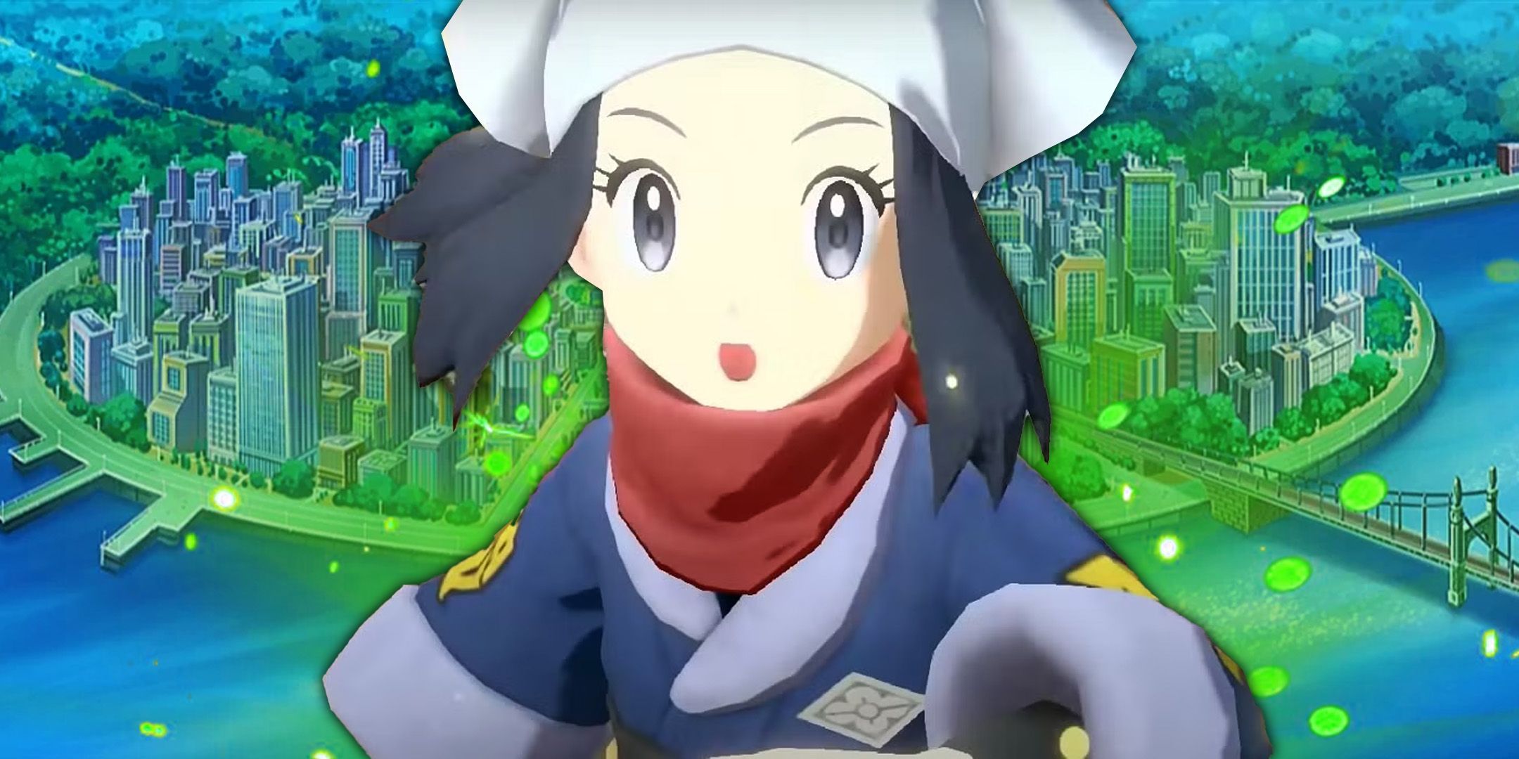 A Pokemon character shocked with Lumiose City from Pokemon Legends Z-A