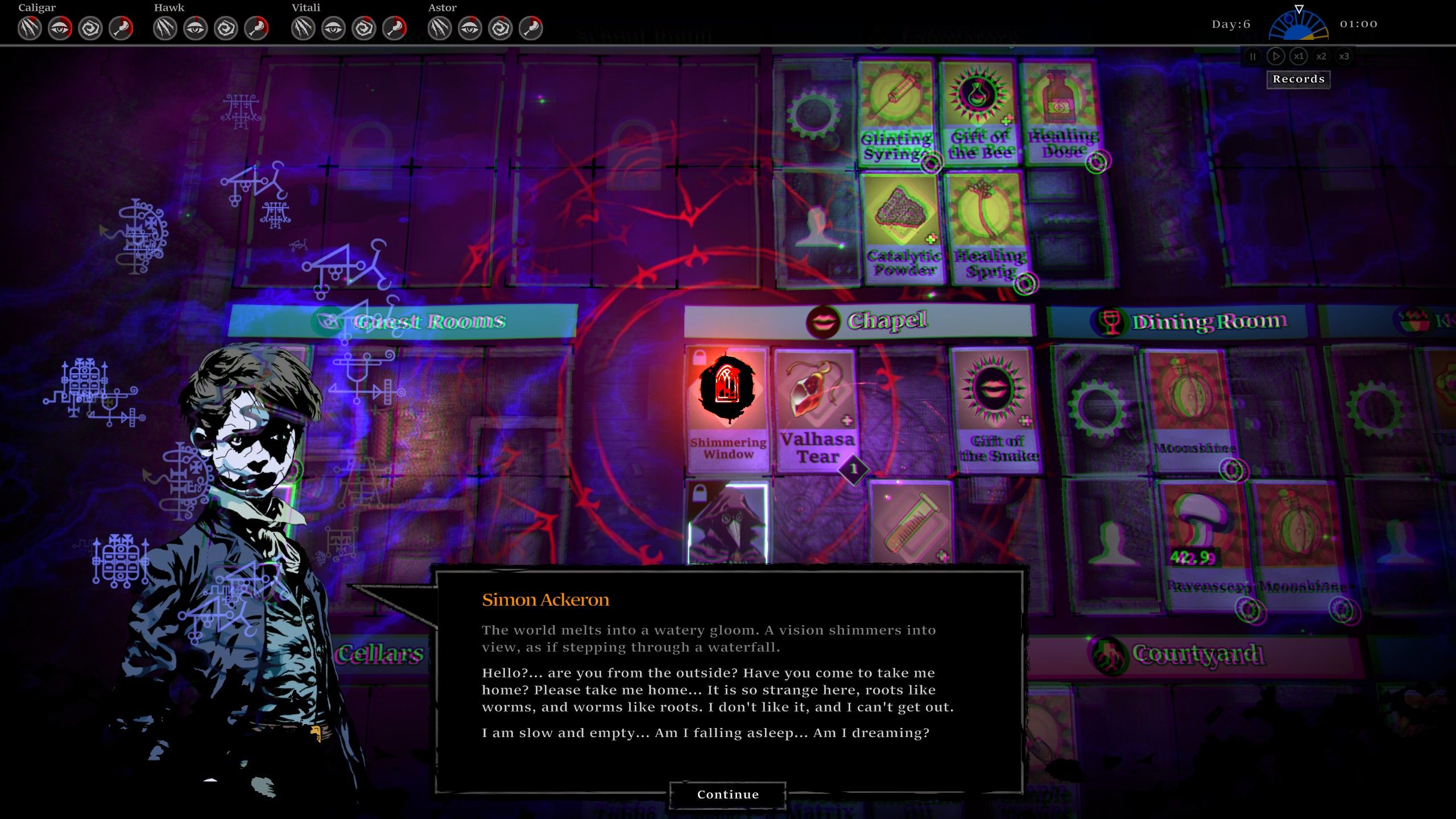 A View of the Highrook Estate Game Board in The Horror at Highrook as Simon Ackerons Spirit Speaks to the Investigators