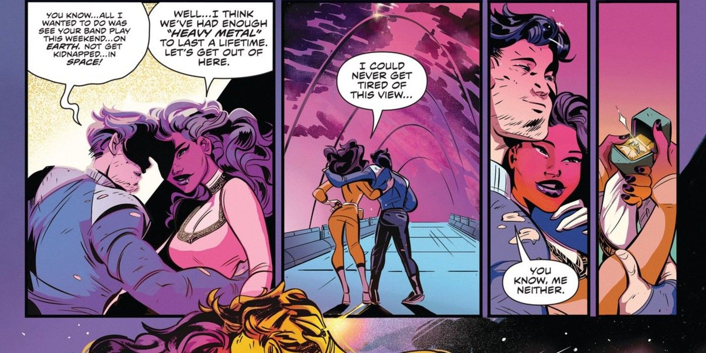 Adam Park asks Tanya Sloan to marry him Yellow Black Rangers Mighty Morphin Zeo Turbo in Power Rangers Across the Morphin Grid #1