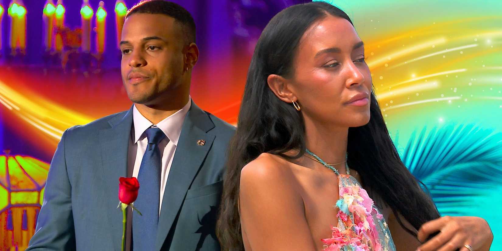 A montage image of Grant Ellis and Litia Garr facing separate directions