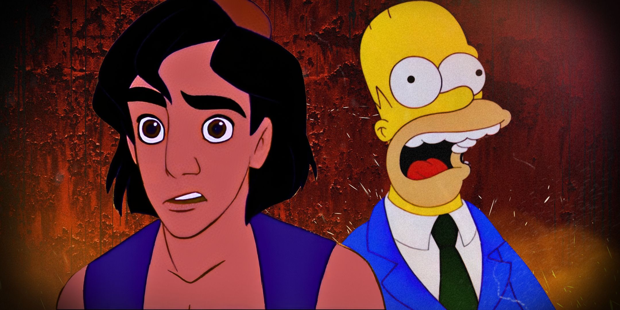 Aladdin looking shocked and Homer Simpson Screaming
