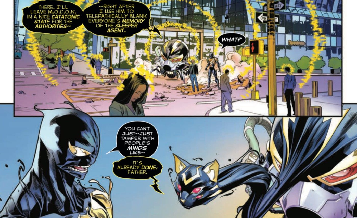 All-New Venom #5 Sleeper bonds with MODOK to erase the memories of witnesses