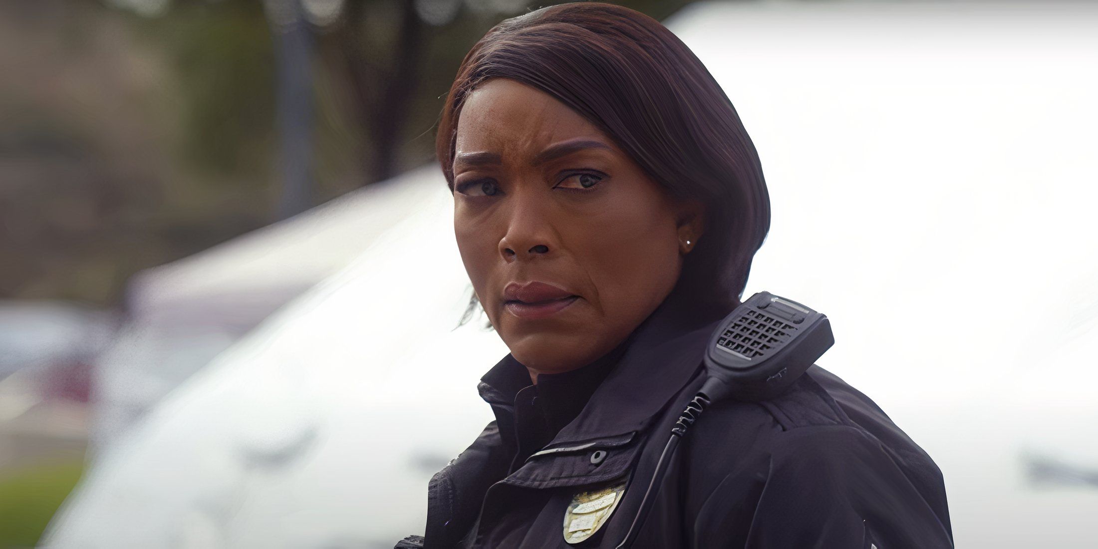 Angela Bassett as Athena looking horrified in 9-1-1 season 8