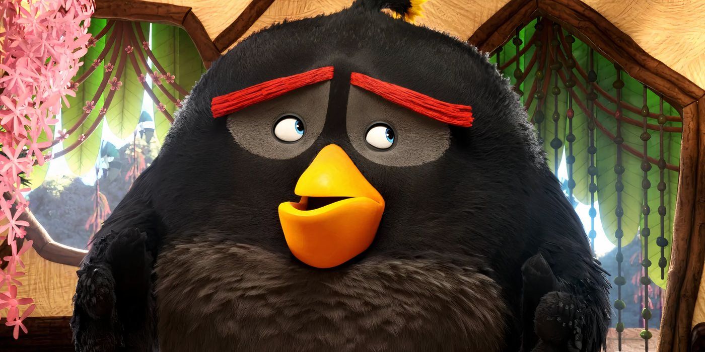 Bomb looks off with a guilty expression in The Angry Birds Movie