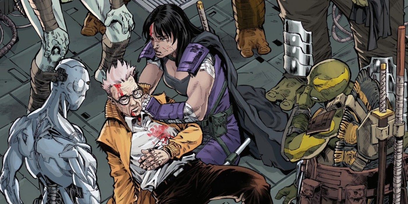April O&rsquo;Neil dies in the arms of her daughter Casey Marie Jones surrounded by the TMNT and Zayton in Teenage Mutant Ninja Turtles The Last Ronin II Re-Evolution II #5