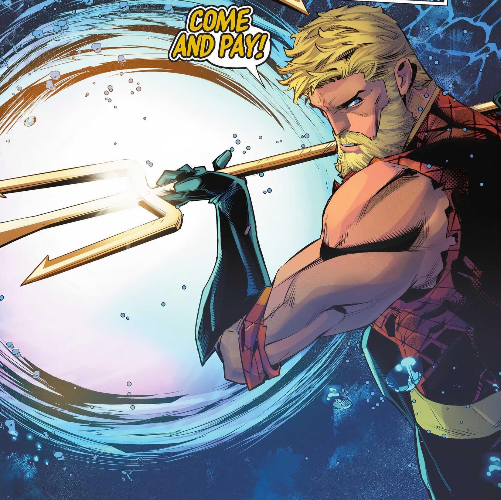Aquaman Wielding Trilance Saber DC