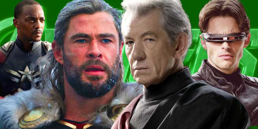 Avengers and X-Men Doomsday Cast Thor, Magneto, Captain America, Cyclops Custom MCU Image
