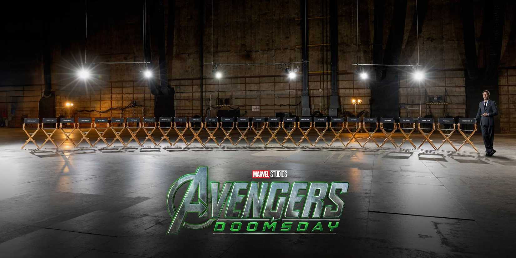 Avengers: Doomsday announcement chairs with the logo