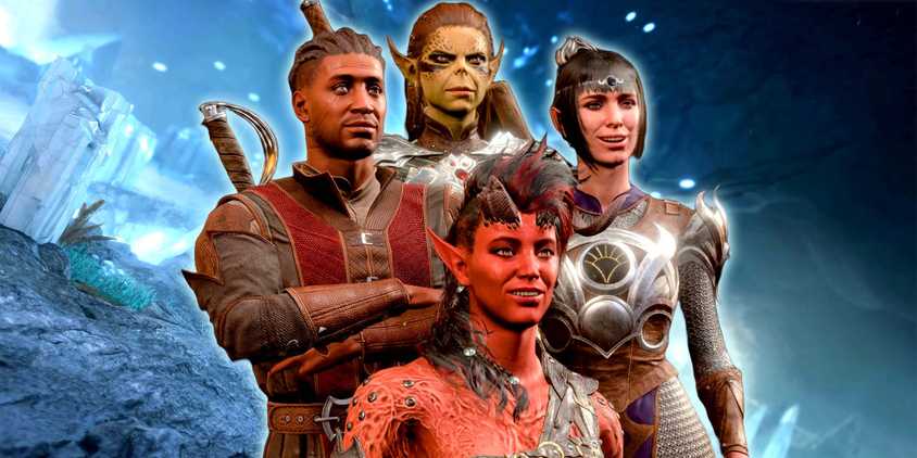 Baldur's Gate 3 Party members including Wyll, Karlach, Lae'zel, and Shadowheart