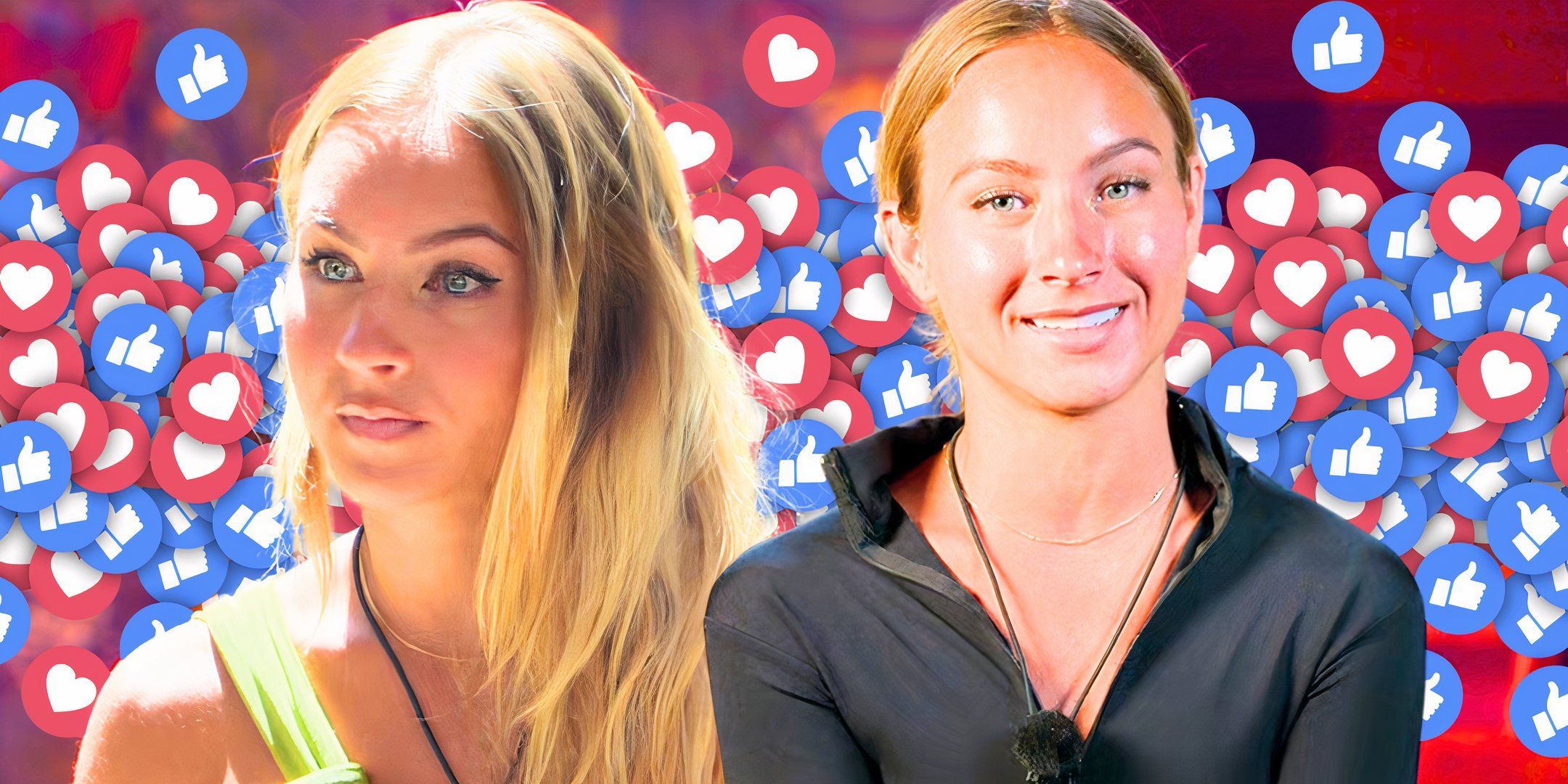 battle camp season 1 cast member gabi butler in a montage with her smiling and serious with like and love emojis