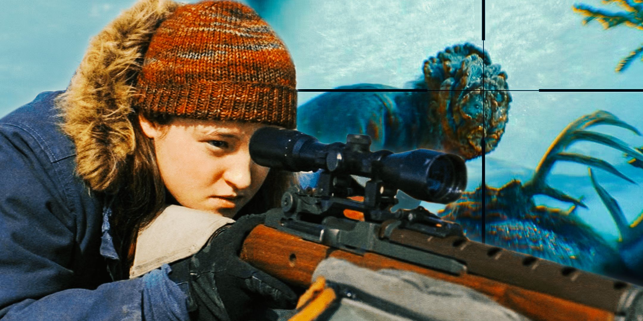 Bella Ramsey as Ellie Pointing a Sniper at a Clicker in The Last of Us Season 2