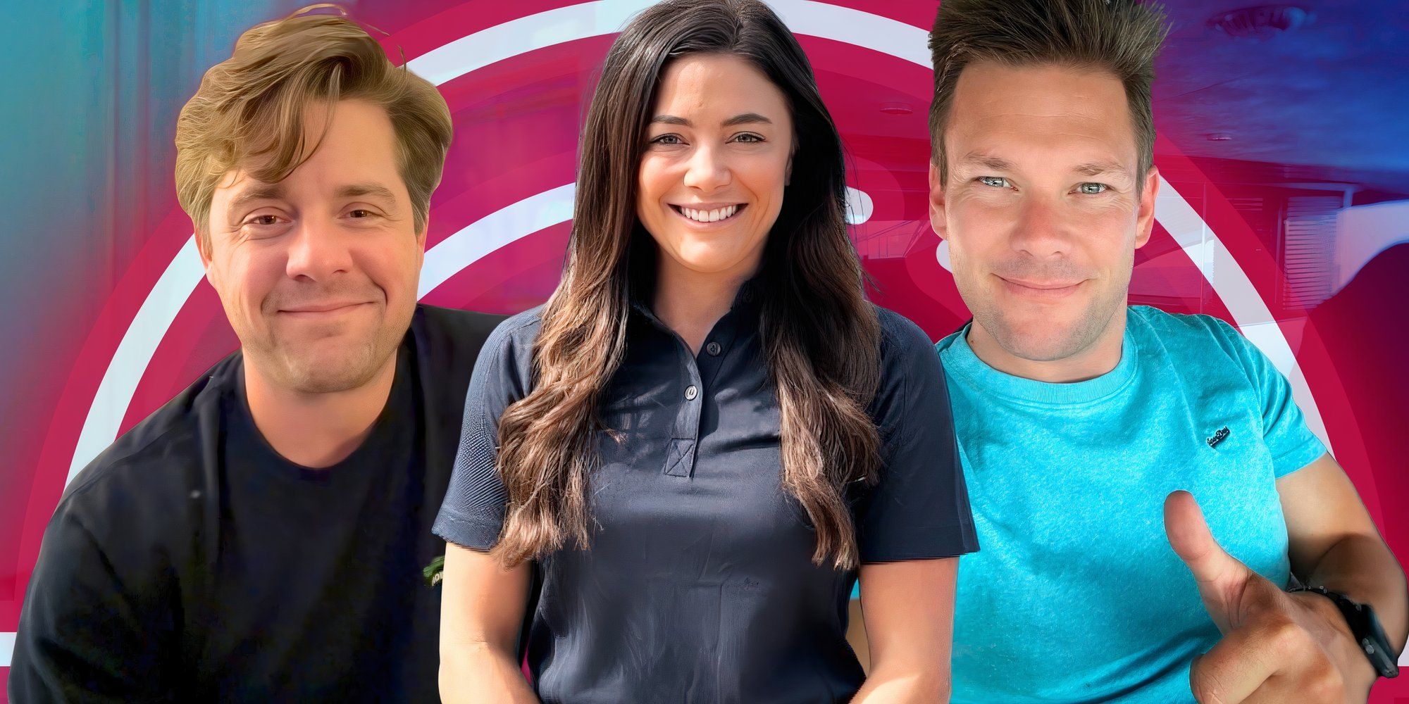 Below Deck Alums and Wihan du Toit On Below Deck Down Under Season 3 with all smiling