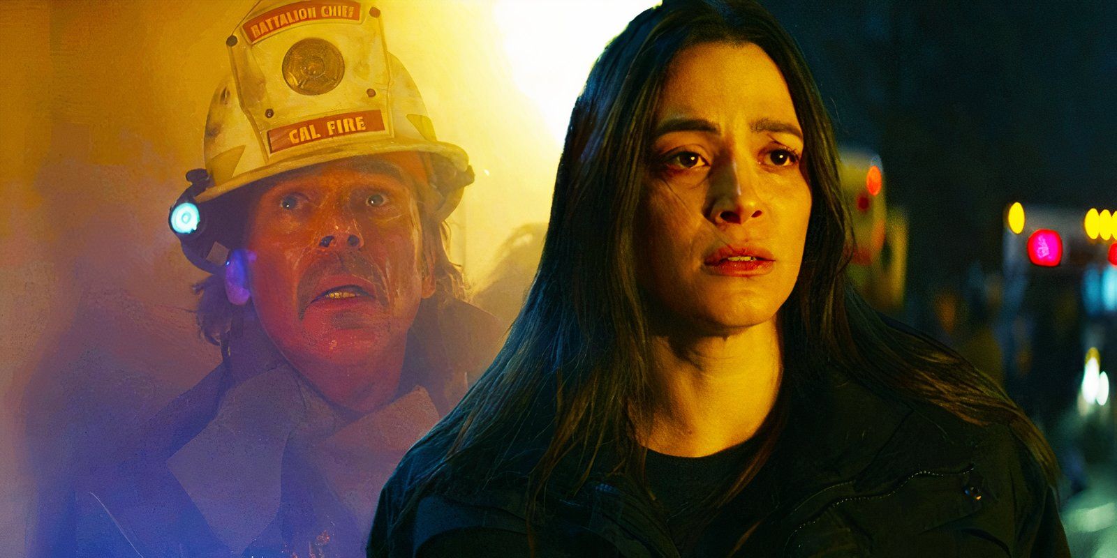 Billy Burke as Vince Leone and Stephanie Arcila as Gabriela Perez in Fire Country season 3, episode 20