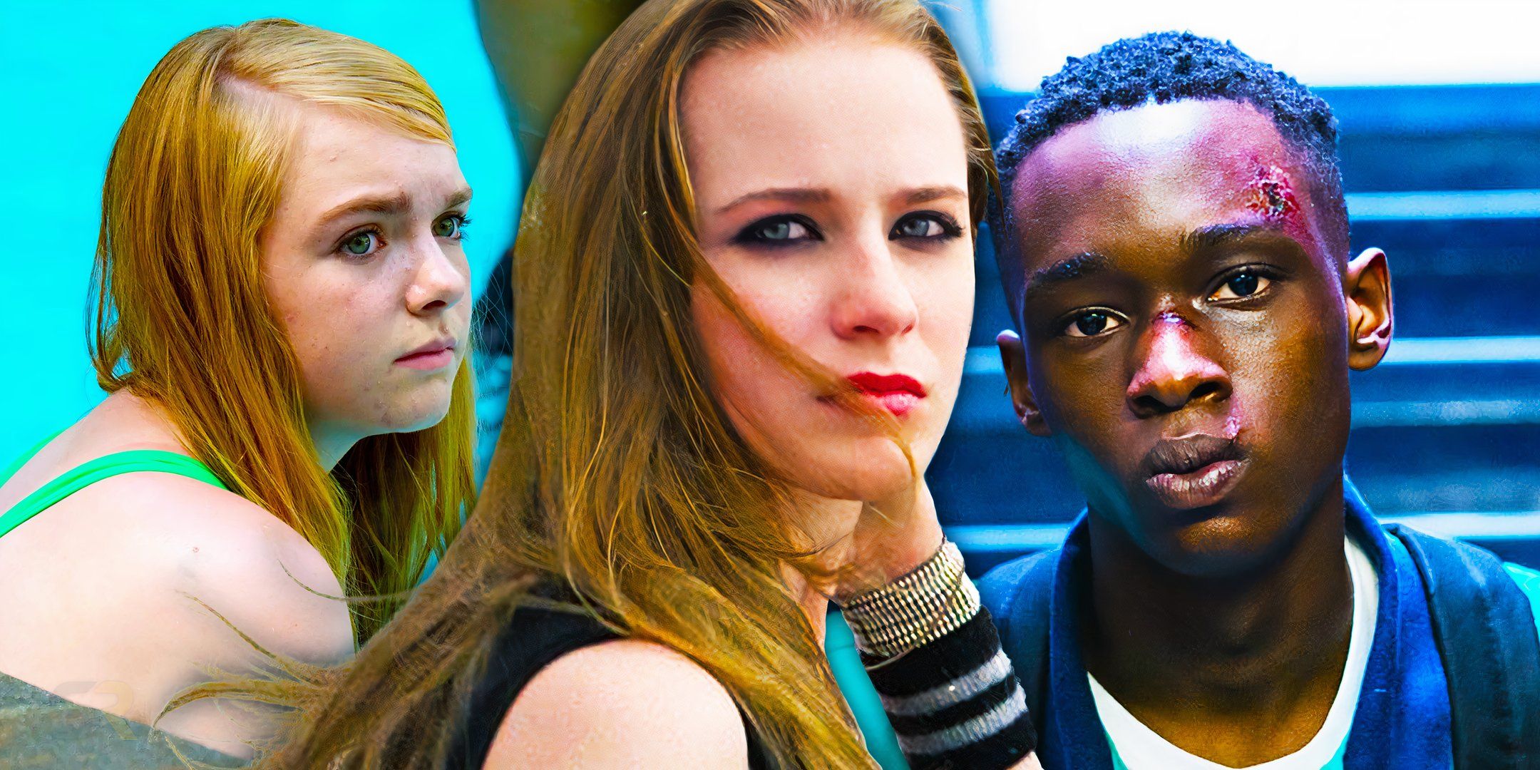 Blended image of stills from Eighth Grade, Thirteen, and Moonlight