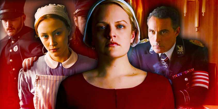 Blended image of stills from shows like The Handmaid's Tale