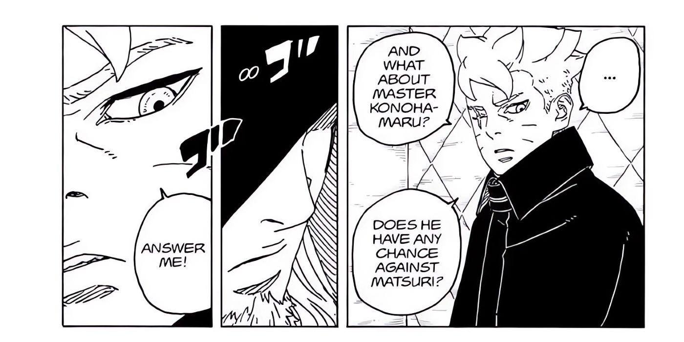 Boruto chiede a Koji riguardo al destino di Konohamaru