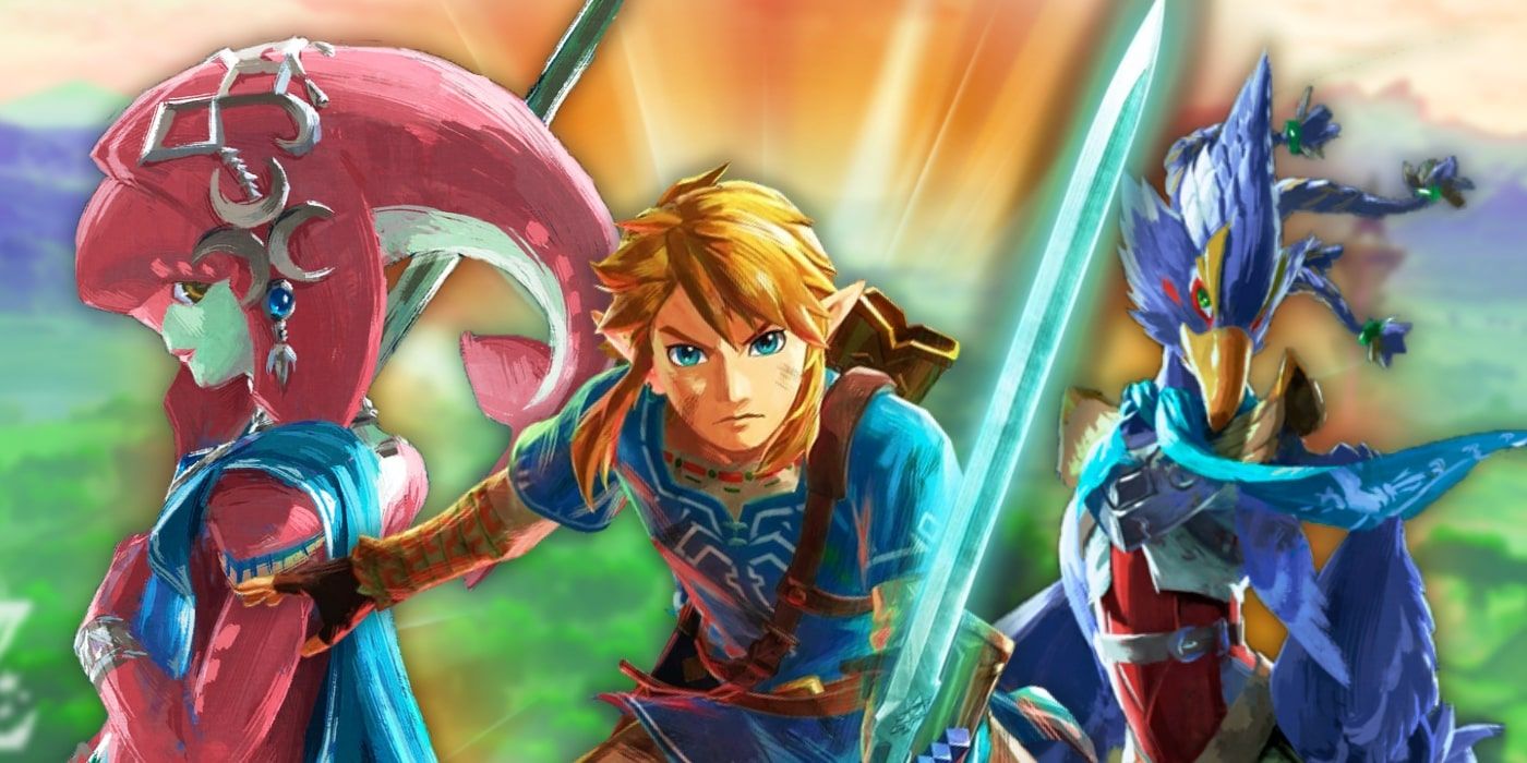 Link, Mipha, and Revali from Breath of the Wild